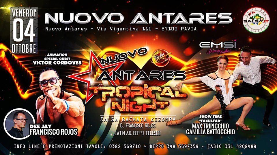 Venerdi 4 ottobre Antares tropical Latin night