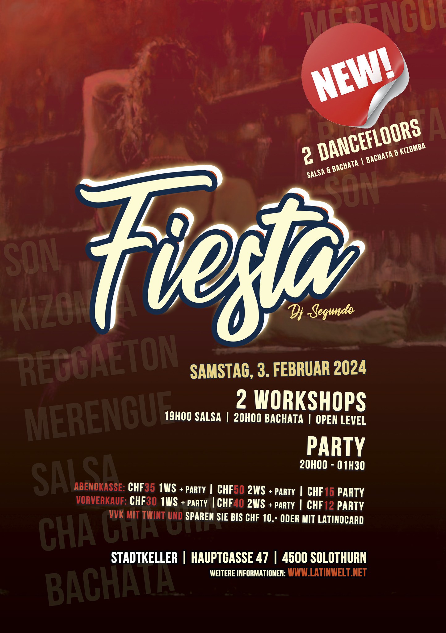 FIESTA! 2 Dancefloors, Salsa, Bachata, Kizomba und mehr!