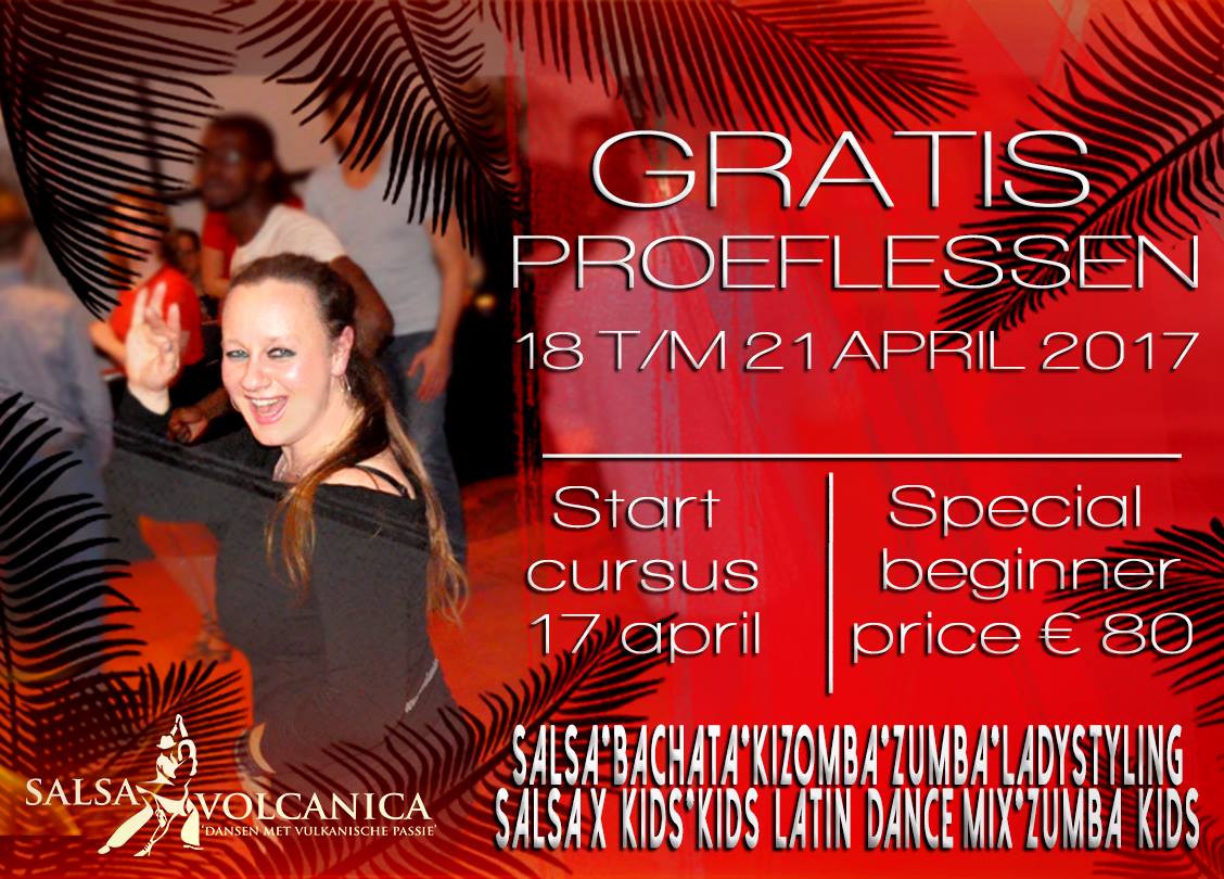 Gratis proeflesweek 18 t m 21 april 2017 Salsa, Bachata, Kizomba