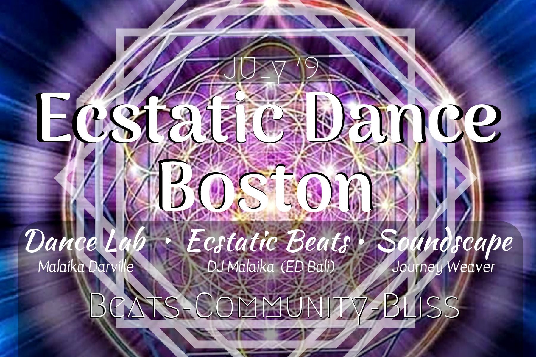 Ecstatic Dance Boston: Fri 7 19 :: Elements :: DJ Malaika (Bali)