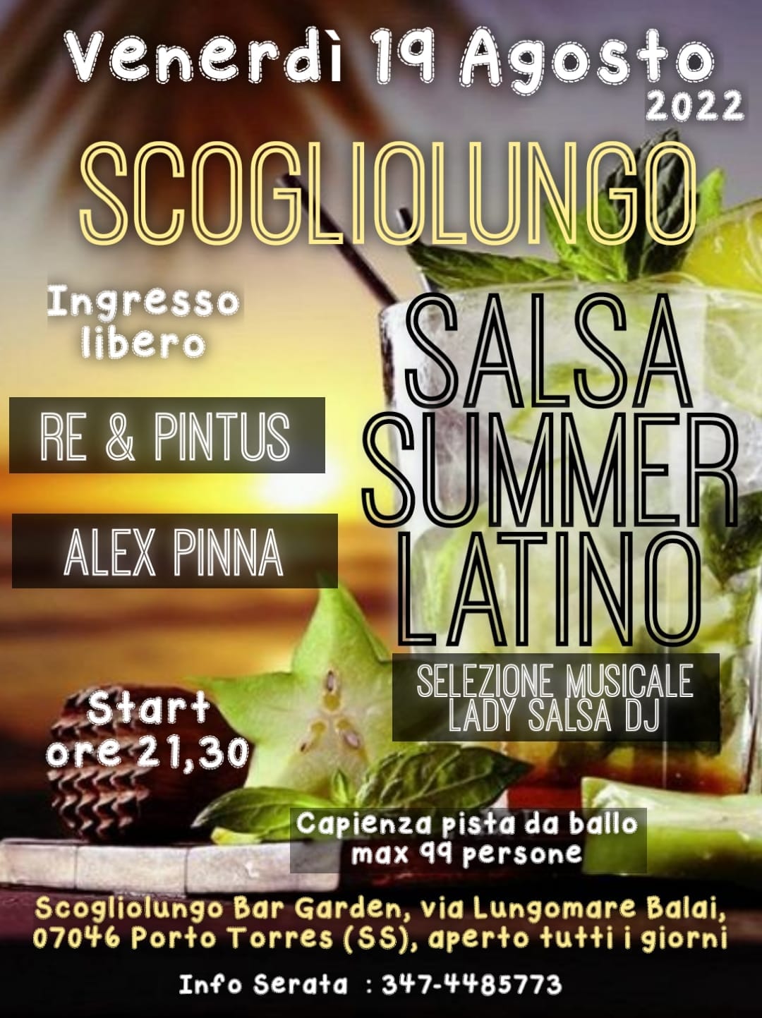 Salsa Summer Venerdi Latino SCOGLIOLUNGO Porto Torres SS