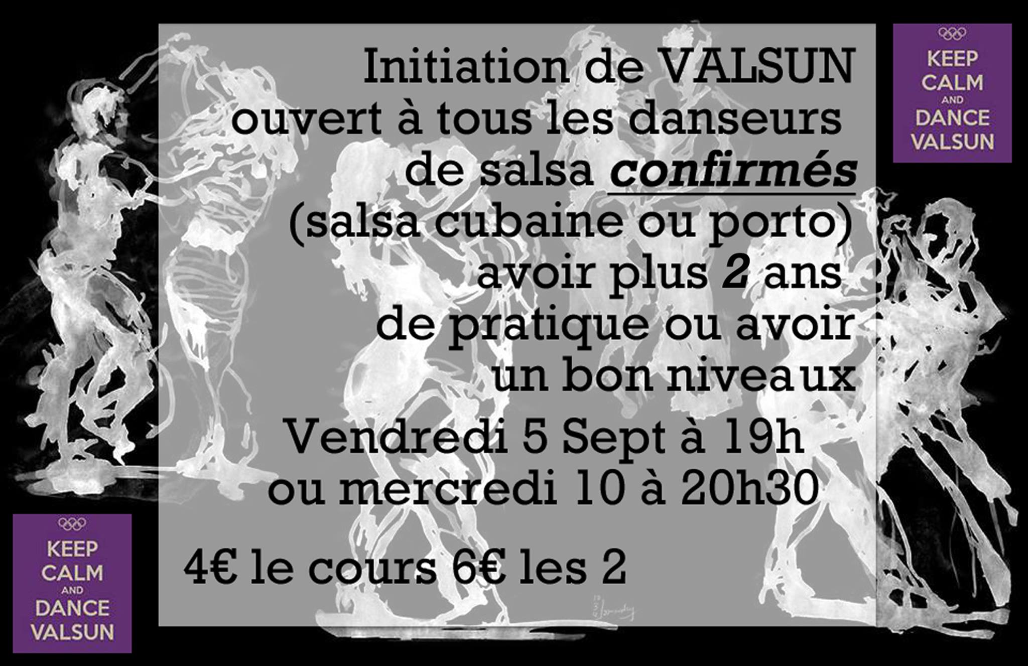 Le 5 et 10 sept Stage de Valsun pour danseurs de salsa confirmés (porto ou cubaine)