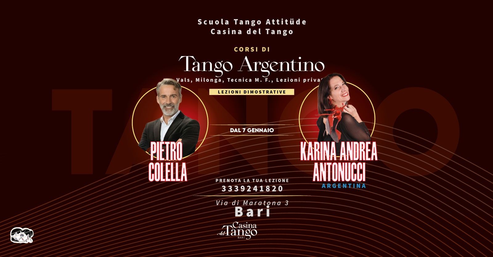 Corsi di Tango dal 7 Gennaio con la maestra Argentina Karina Andrea Antonucci e Pietro Colella
