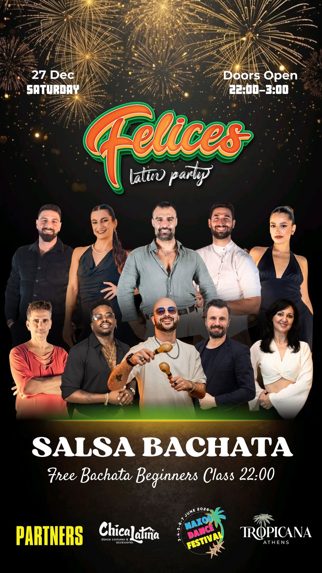 BACHATA SALSA PARTY 27 Dec FELICES On Saturday At Tropicana Latin Bar Athens