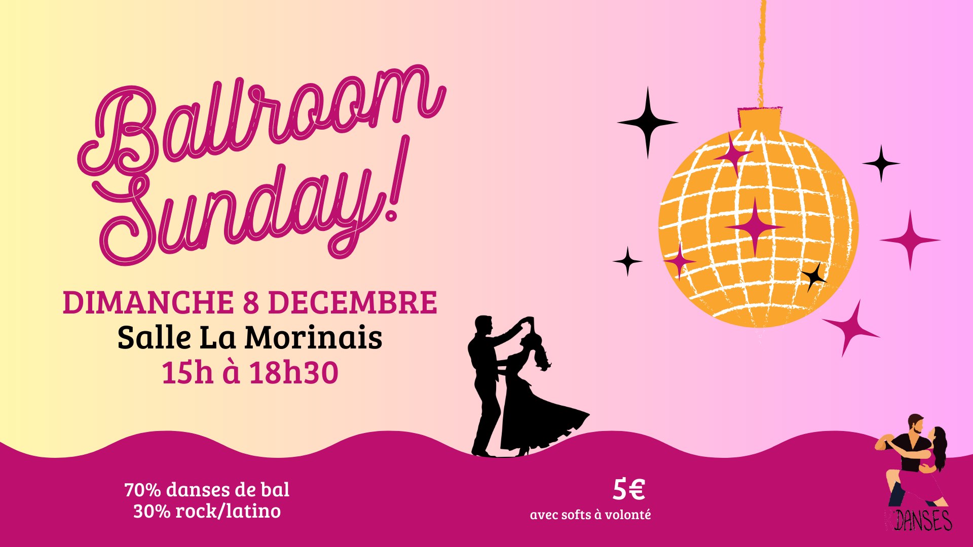 K'Danses Ballroom Sunday Dim 8 12 15h à 18h30 Les Ateliers de La Morinais 5€ avec softs