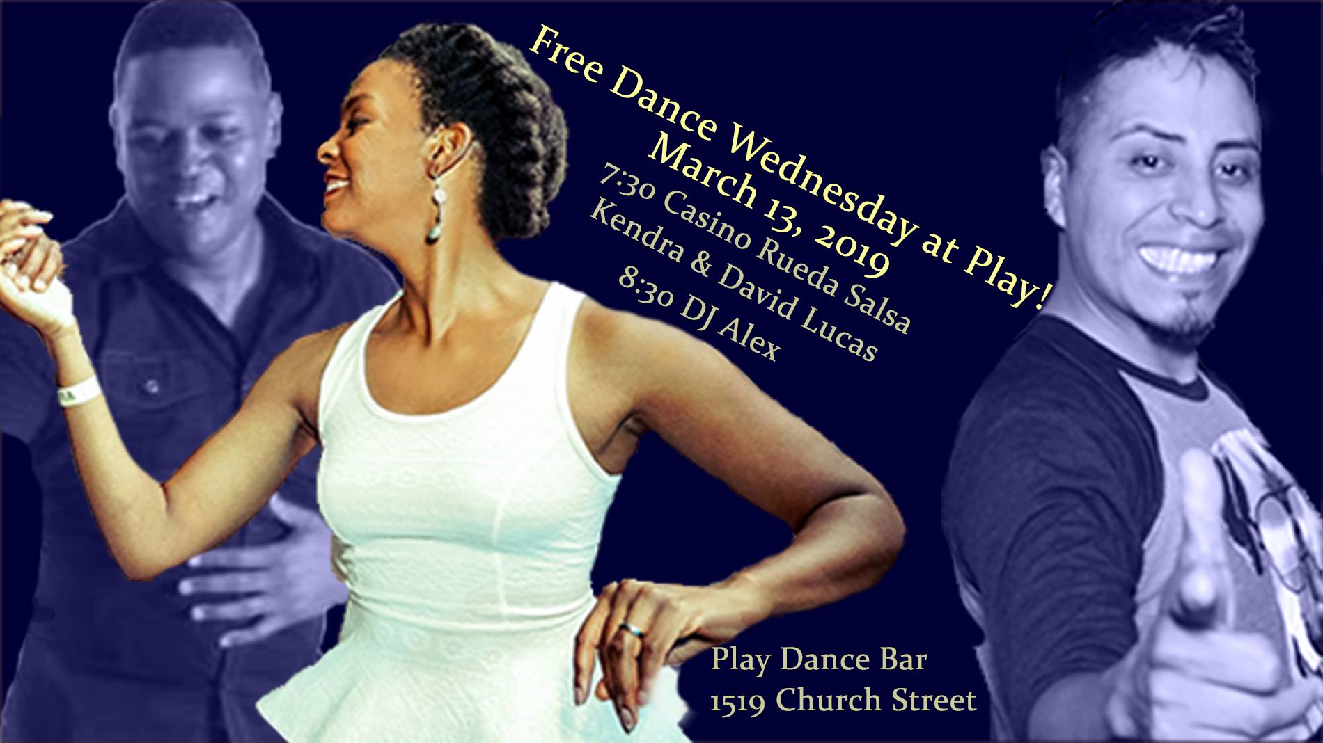 Free Dance! 7:30 Salsa Rueda w. Kendra & David! 8:30 DJ Alex!