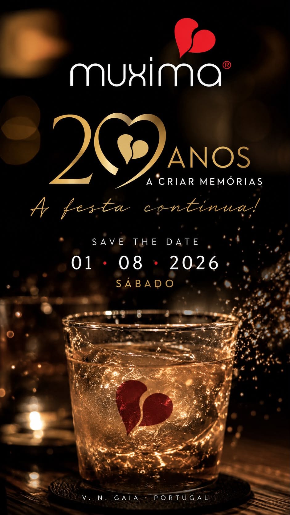 SAVE THE DATE - 01 AGOSTO 2026 - ✨ 20 ANOS A CRIAR MEMÓRIAS ✨