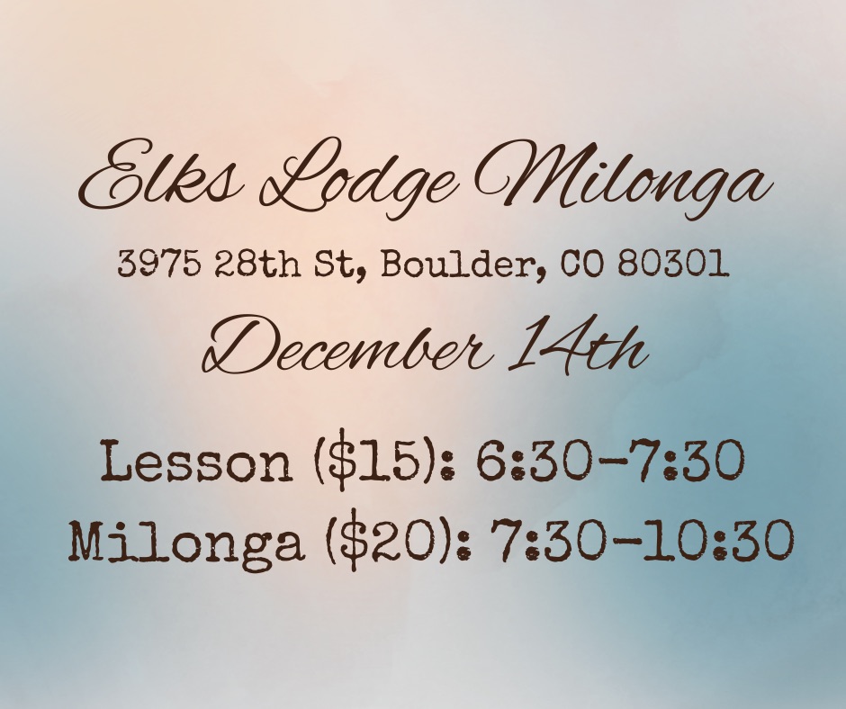 December Elks Lodge Milonga w Dominic Bridge & DJ John Miller!