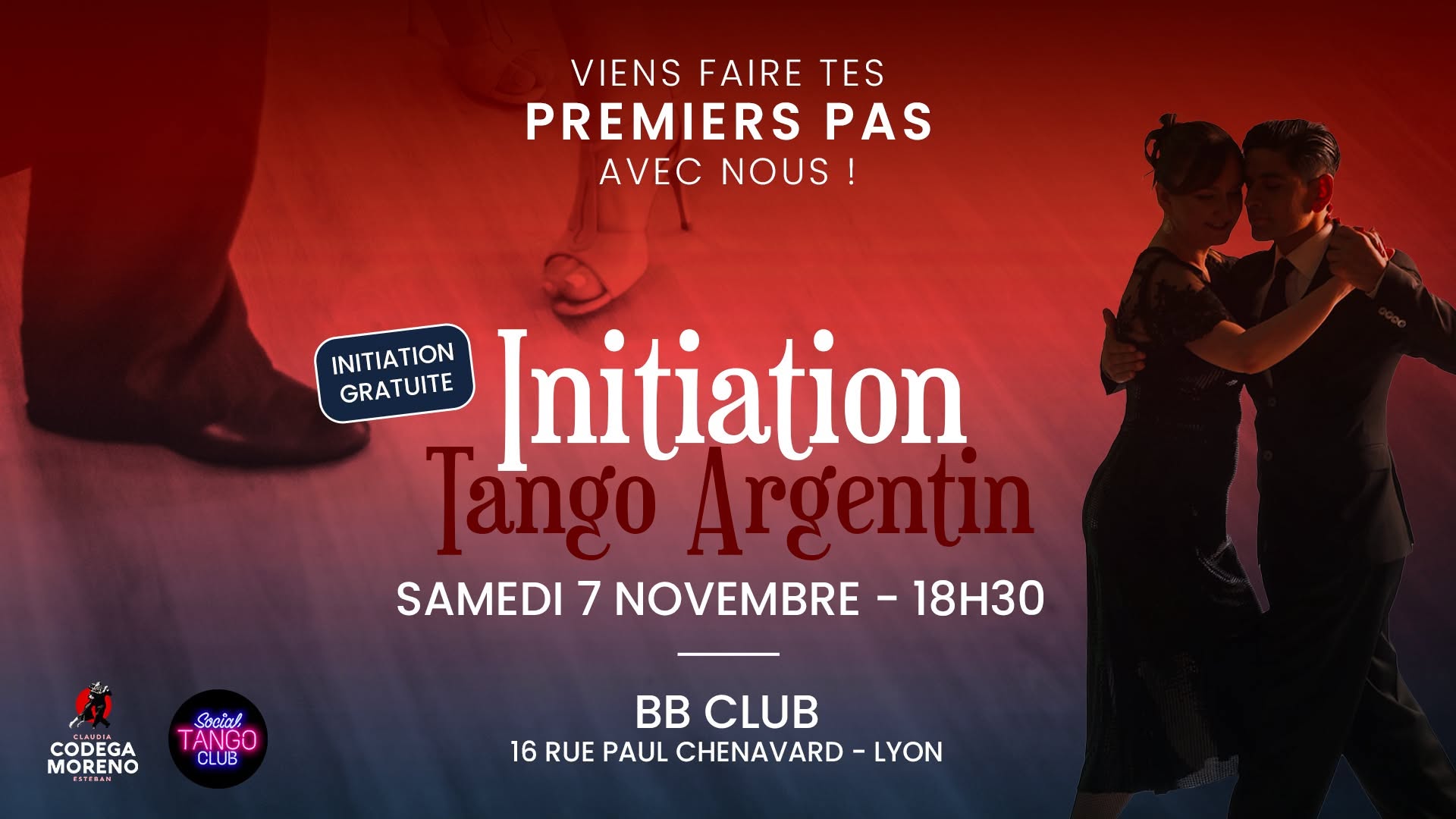 Initiation gratuite au Tango Argentin à Lyon Samedi 7 novembre 2026 avec Anna et Carlos