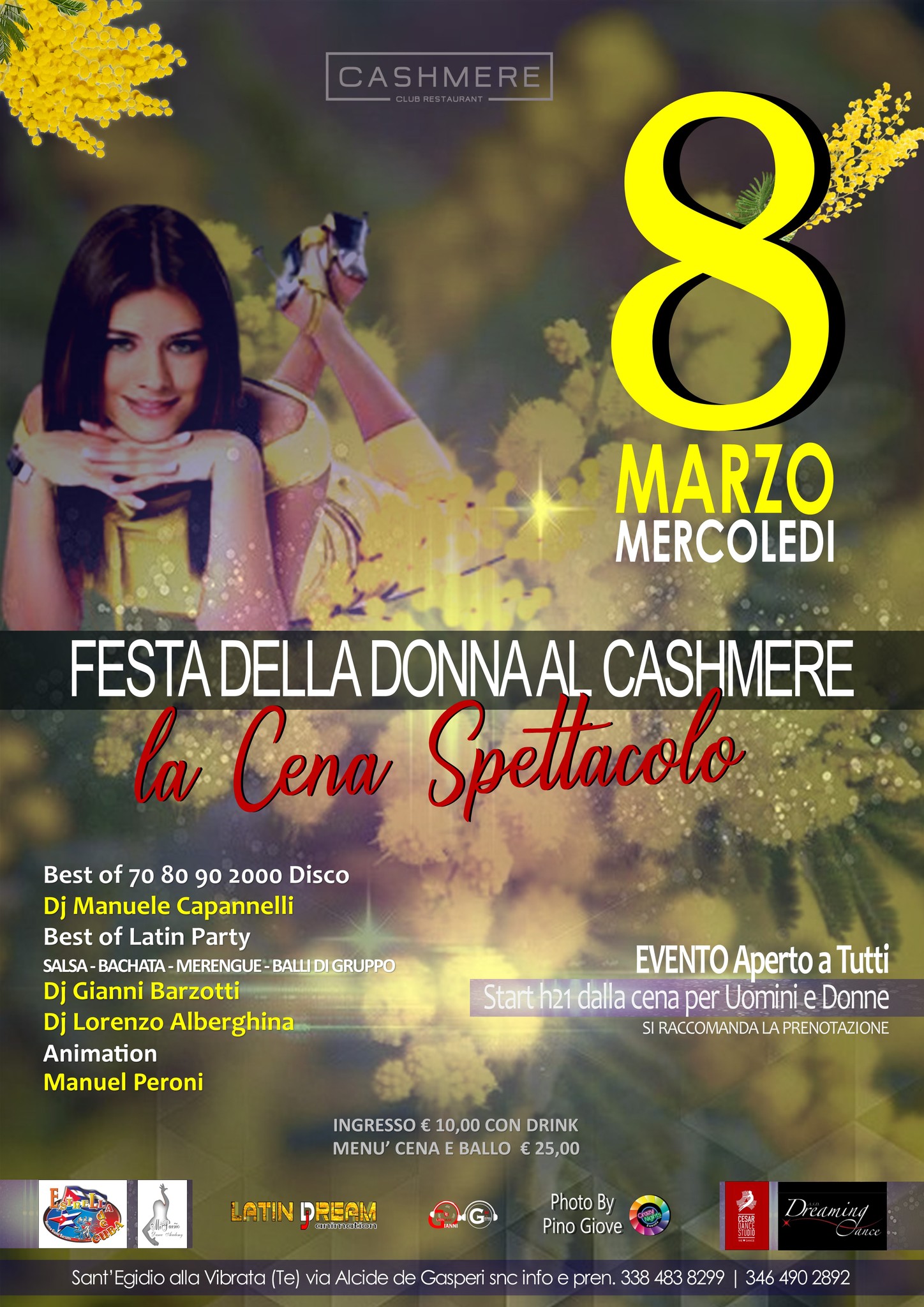 MERCOLEDI 8 MARZO LA CENA SPETTACOLO CASHMERE