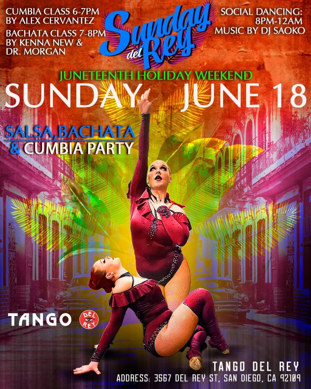 Sunday Del Rey, JUNE 18 SALSA-BACHATA-CUMBIA DANCE PARTY