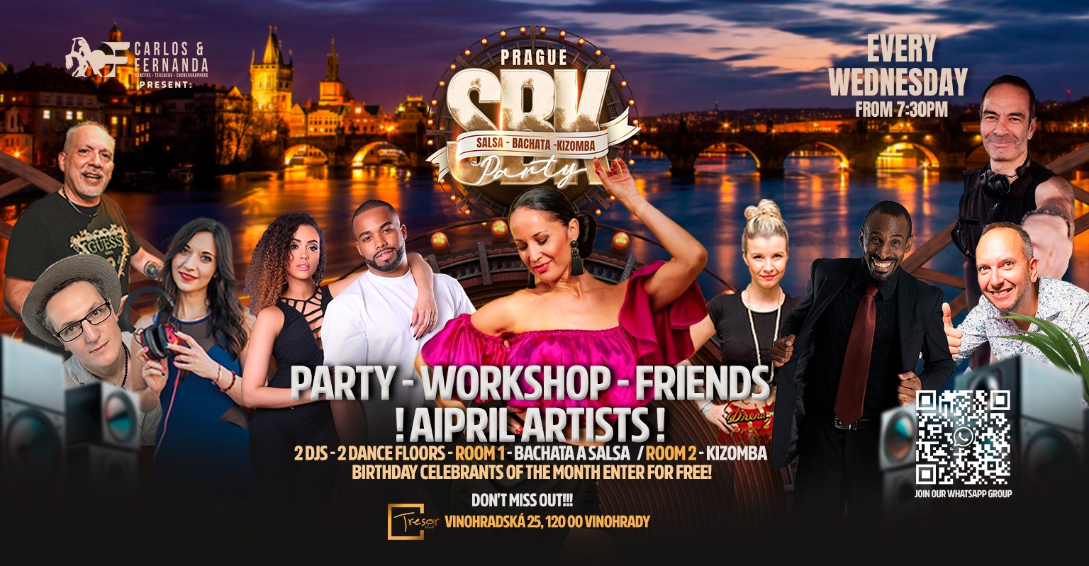 Wednesday Prague SBK Party Tresor! Salsa, Bachata, Kizomba - By Carlos & Fernanda