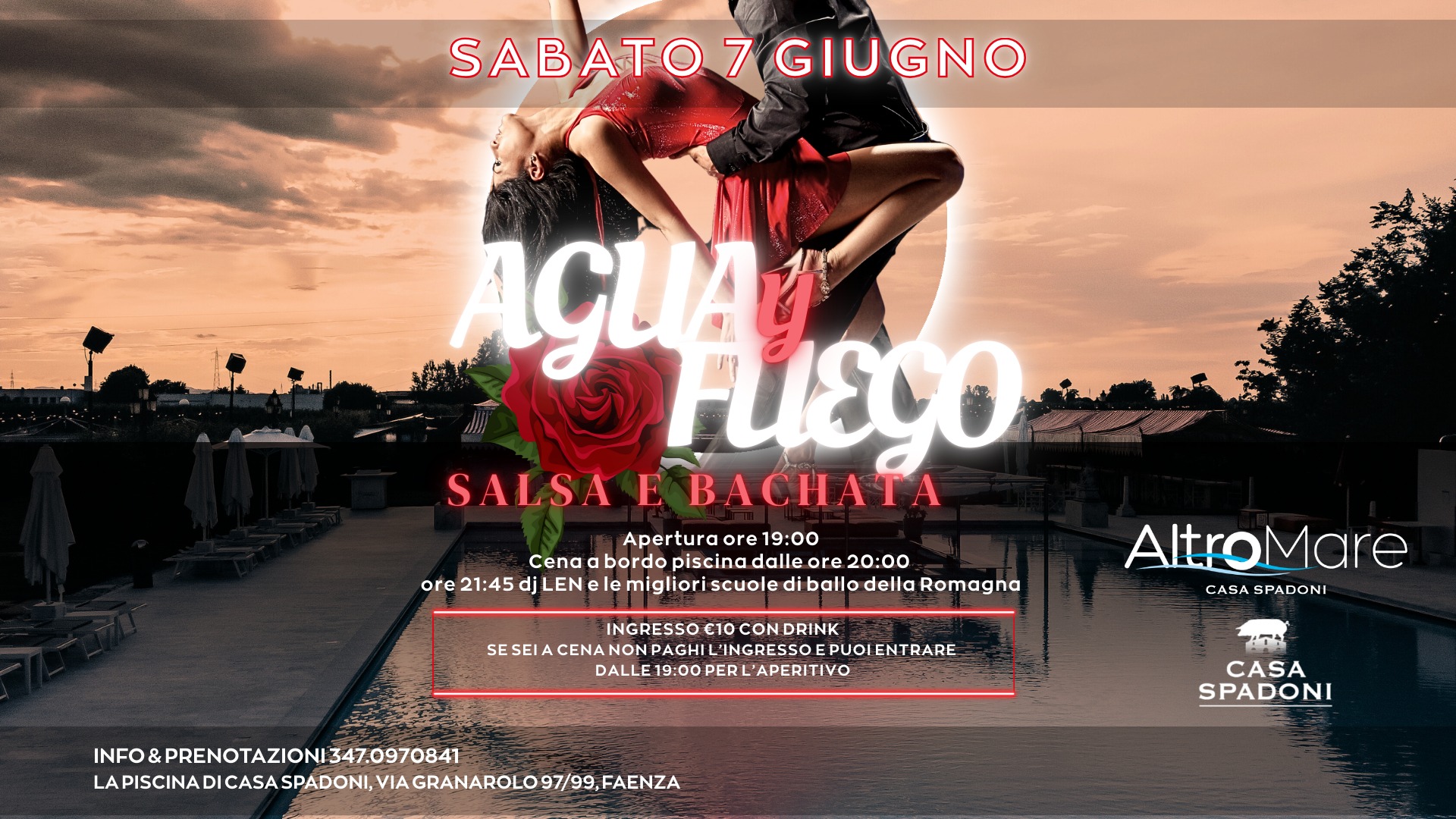 AGUA Y FUEGO Sabato 7 Giugno > Salsa e Bachata Altromare di Casa Spadoni Faenza