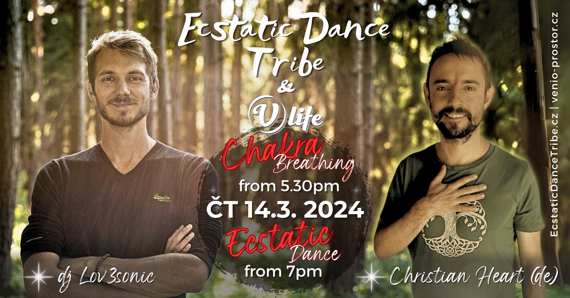 Dj LOV3SONIC Ecstatic Dance & CHAKRA BREATHING ČTVRTEK 14.3. V-Life Praha