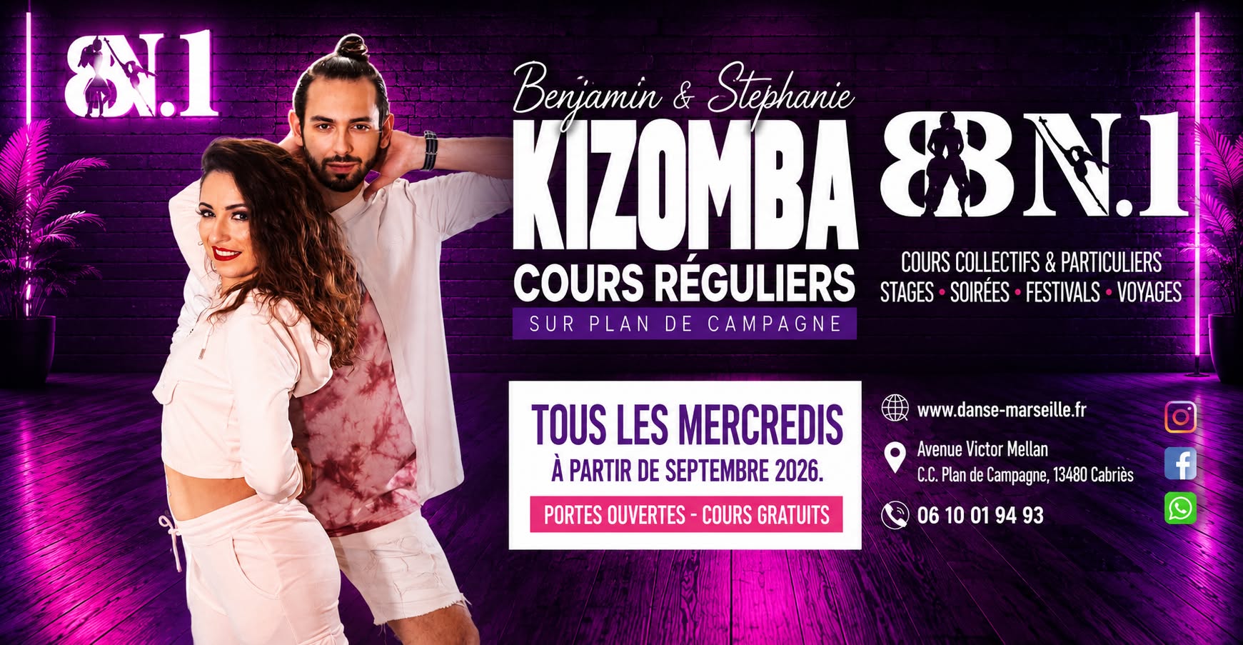 Rentrée 2026-27 x Cours Réguliers de Kizomba avec Benjamin & Stéphanie x Bebop Numéro 1 - BBN1