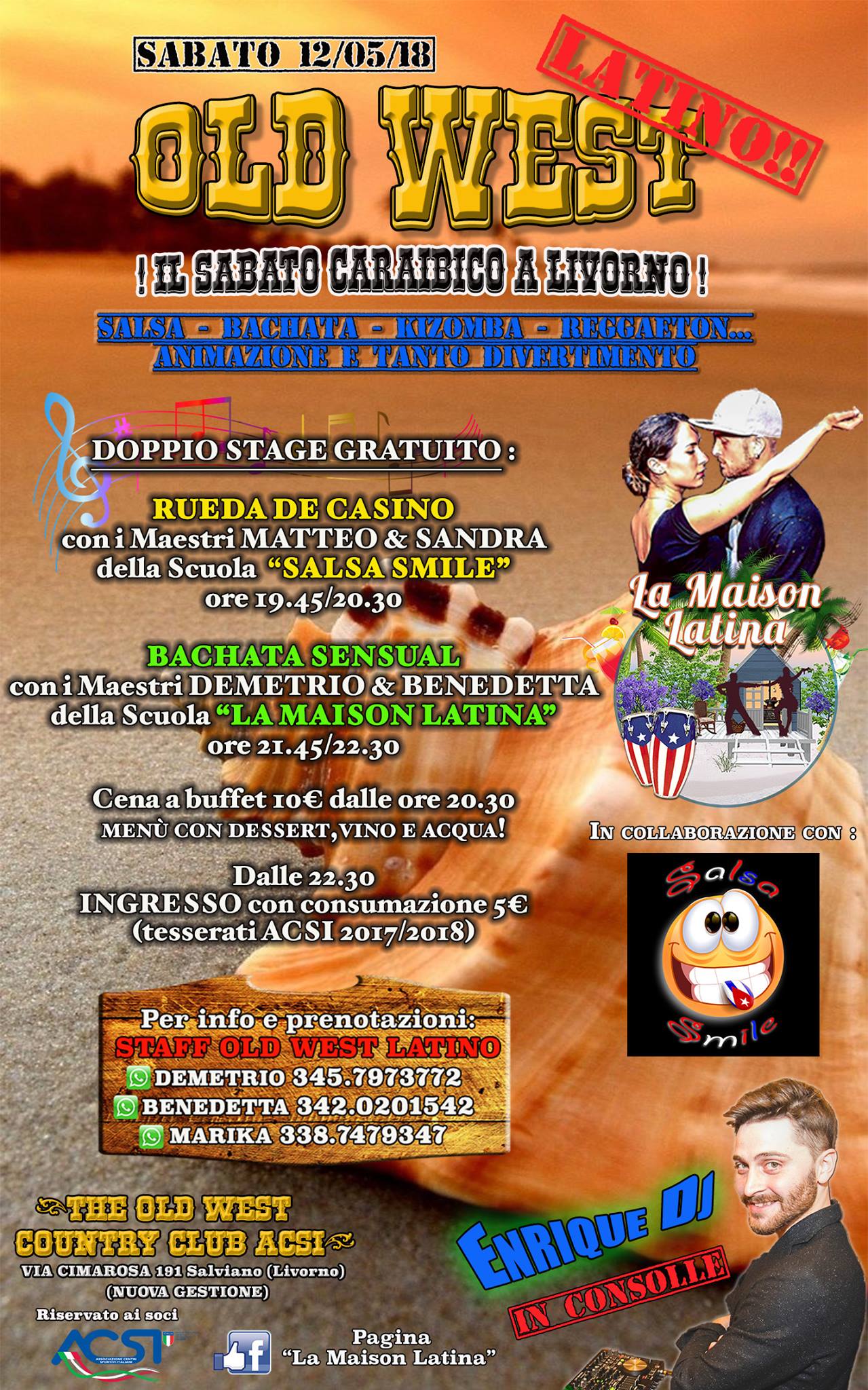 Sabato Caraibico con Doppio Stage Gratuito ! Old West Latino !