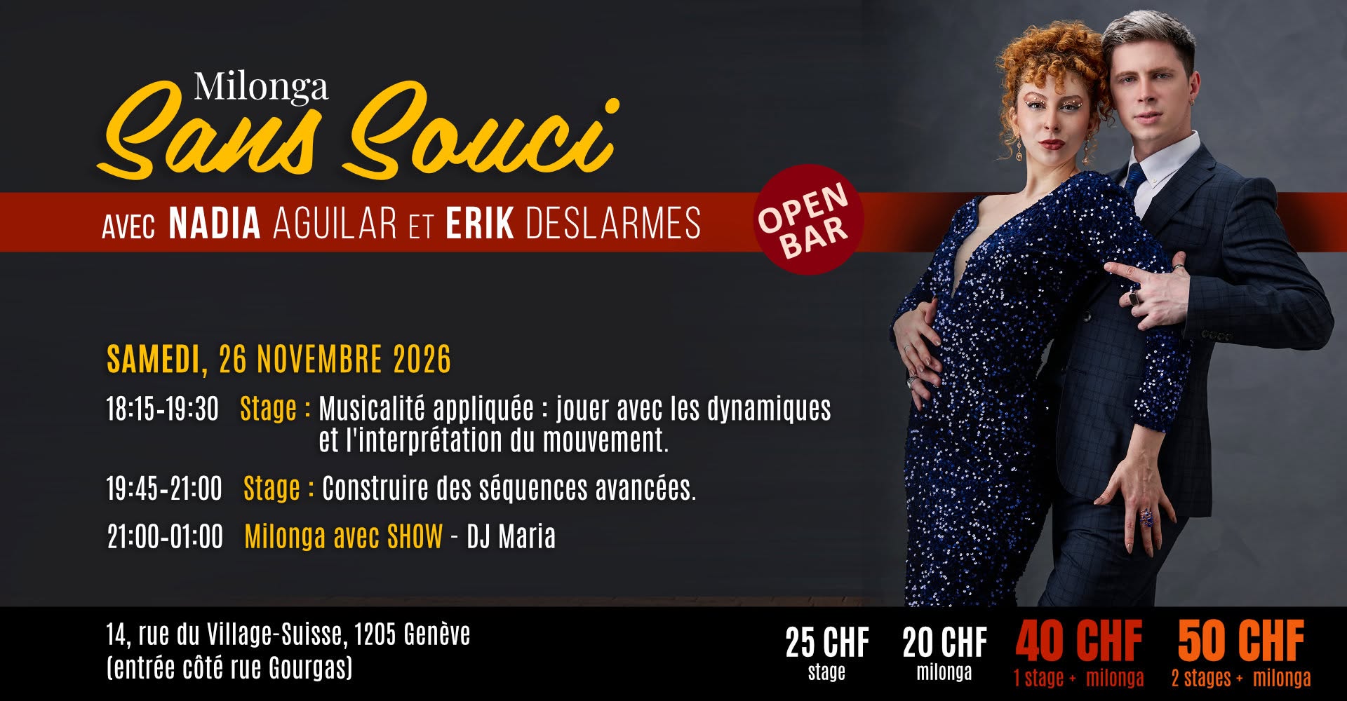 Milonga Sans Souci avec Nadia Aguilar & Erik Deslarmes