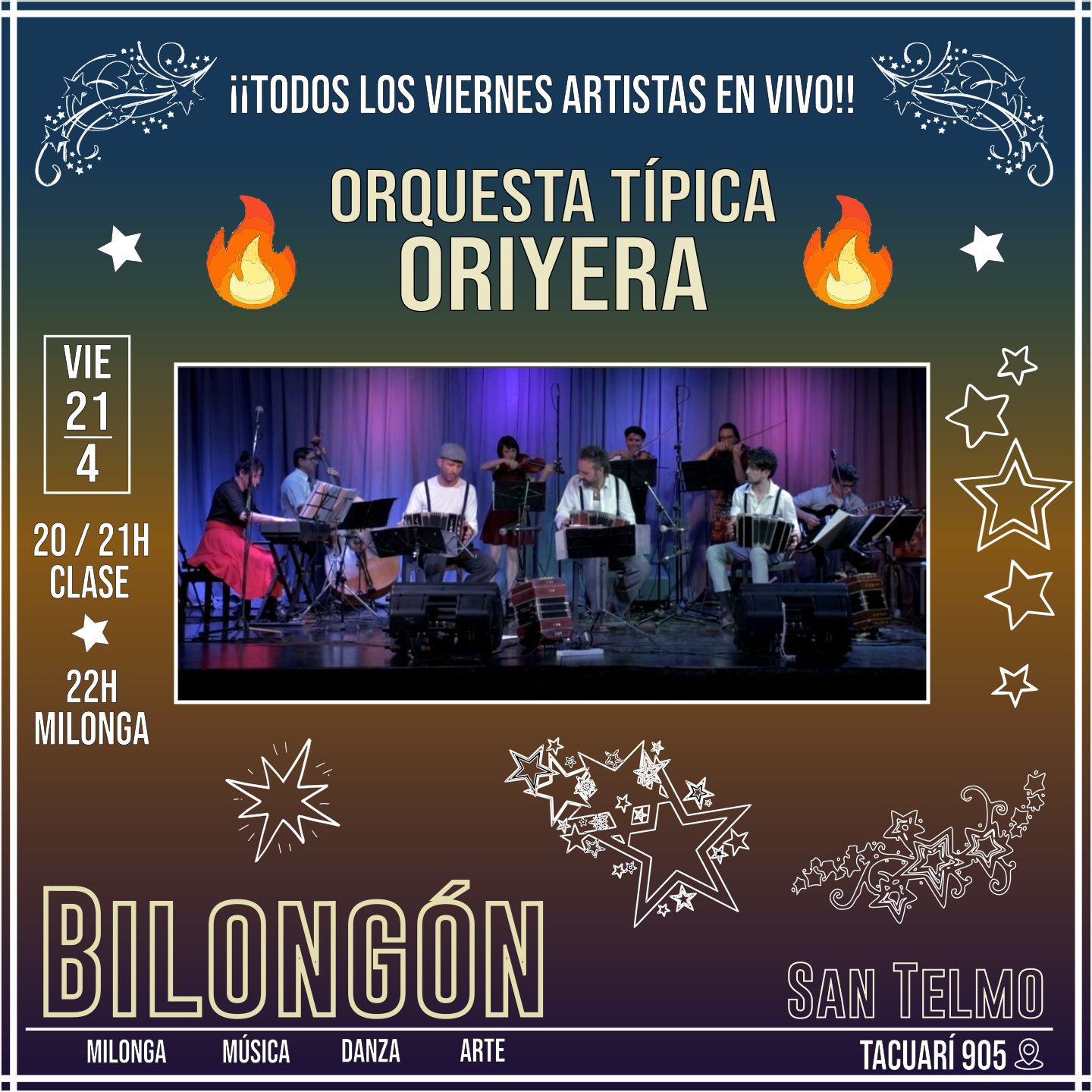 BILONGÓN!! En Vivo ORIYERA + Clases a la gorra + Doble pista 2 DJs!!