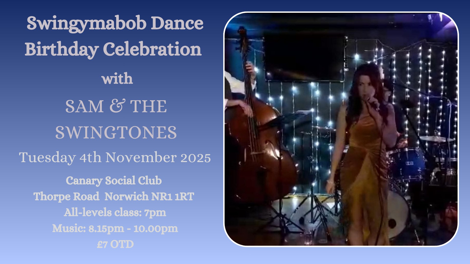 Swingymabob Birthday Live Music Night: Sam & The Swingtones