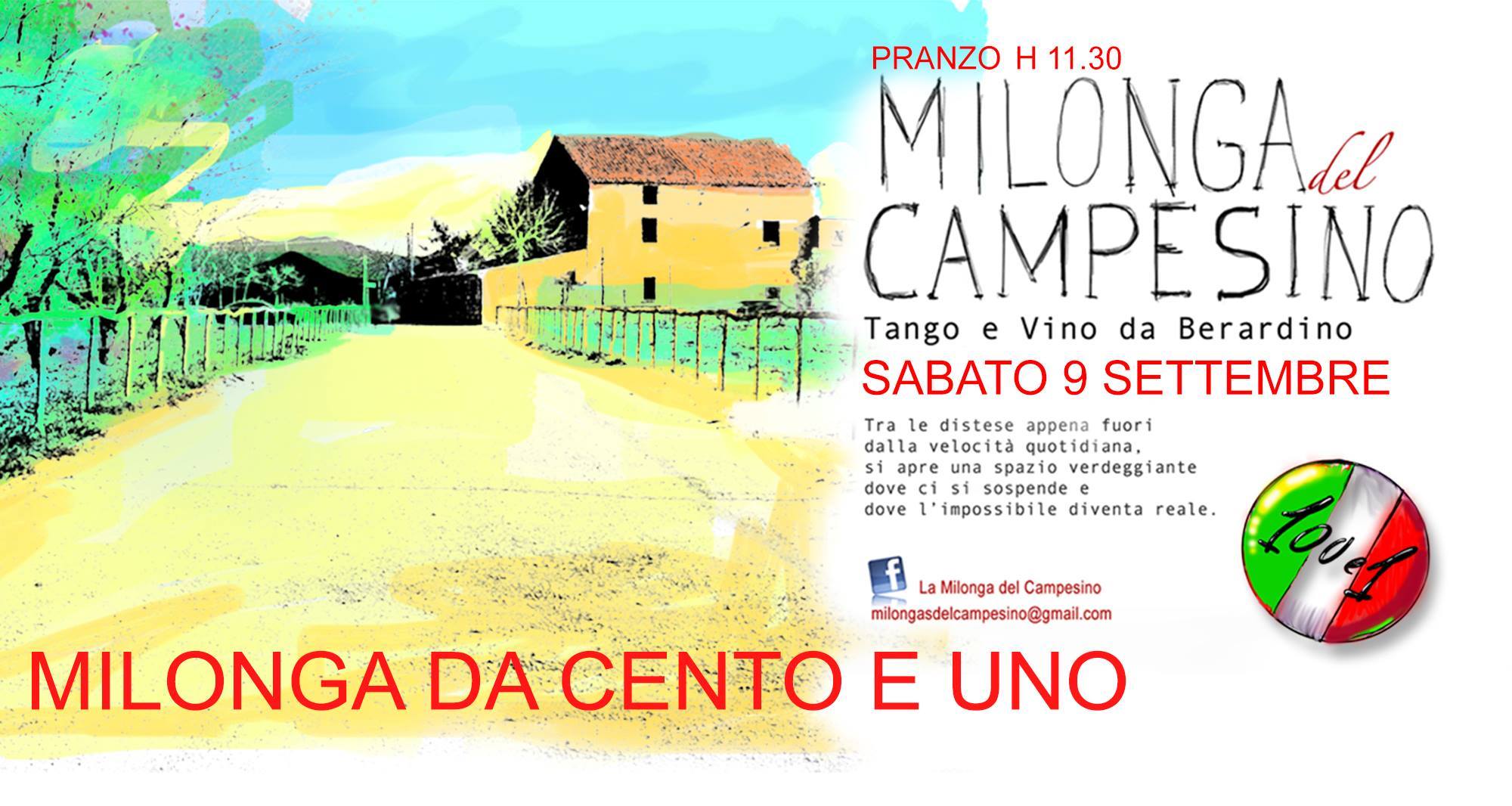 La Milonga del Campesino Sabado 9 settembre da 100 e 1