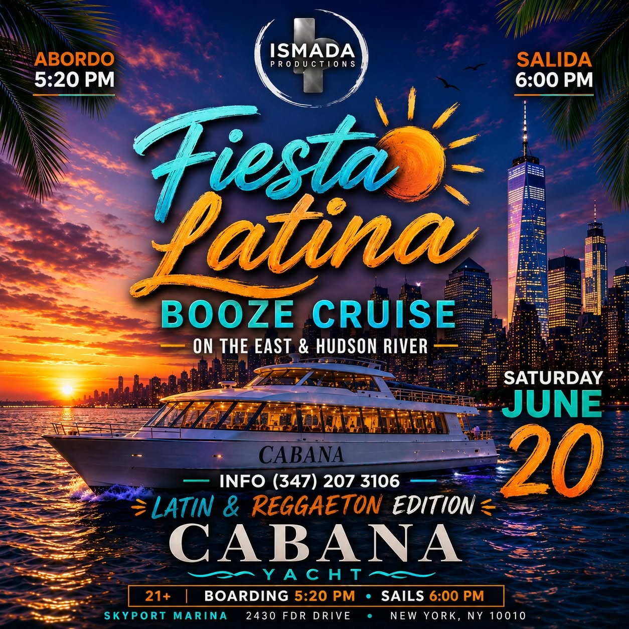 Fiesta Latina Booze Cruise NYC Reggaeton & Latin Boat Party on the Cabana