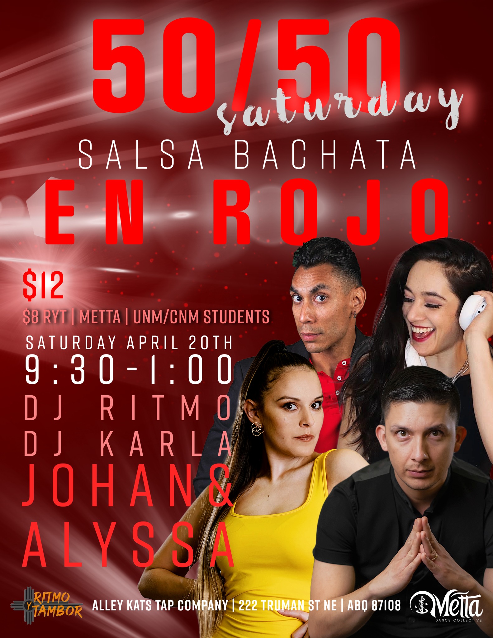 50 50 Salsa Bachata Saturday - En Rojo