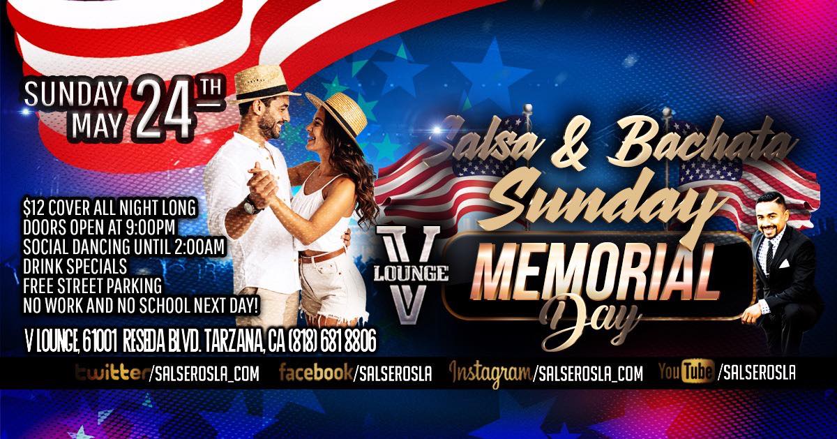 Salsa and Bachata Sunday at V Lounge- Memorial Day weekend