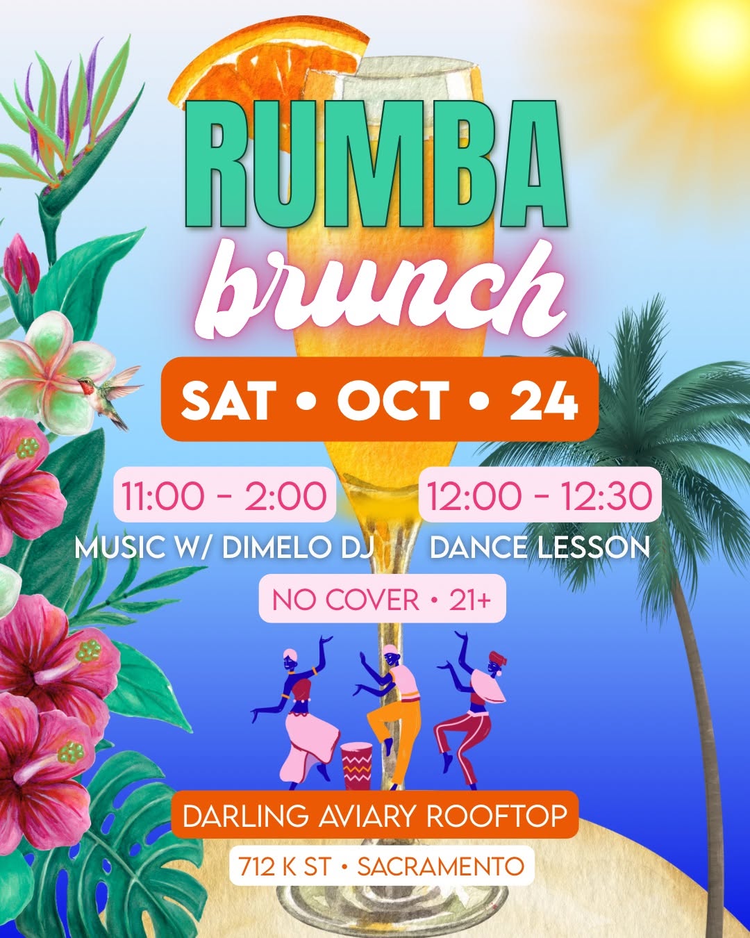 RUMBA BRUNCH salsa party at Darling Aviary Rooftop Bar