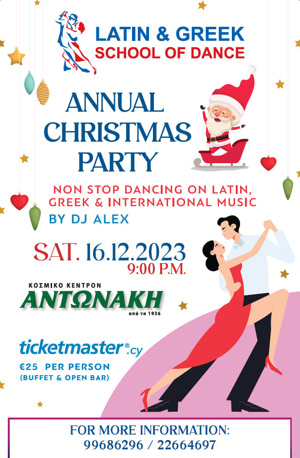 DANCE CHRISTMAS PARTY SAT 16 DEC @ ANTONAKIS MUSIC HALL NICOSIA