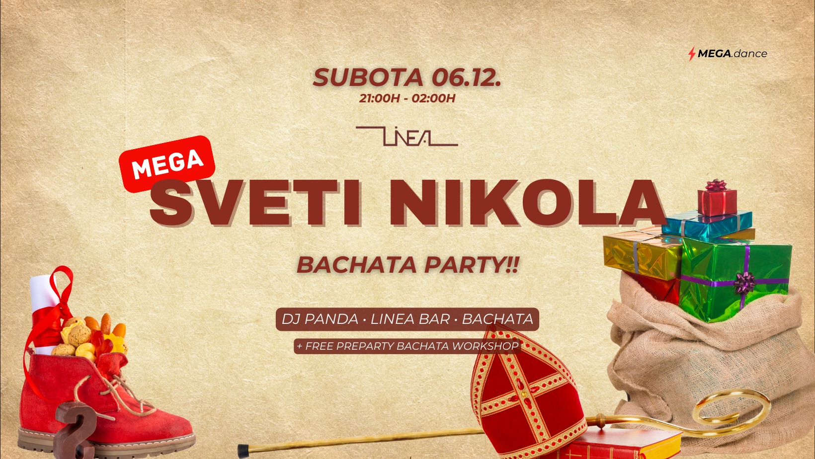 🌟 MEGA: SVETI NIKOLA PARTY! 👢🍬Bachata Party!! - 06.12. Subota (SATURDAY)