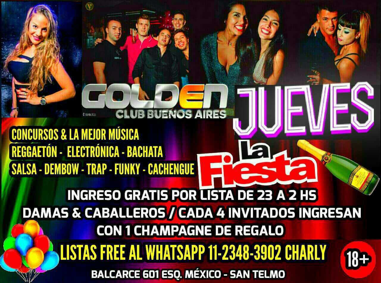 JUEVES DE FIESTA EN GOLDEN SAN TELMO ☆ DIVERSIÓN ASEGURADA!