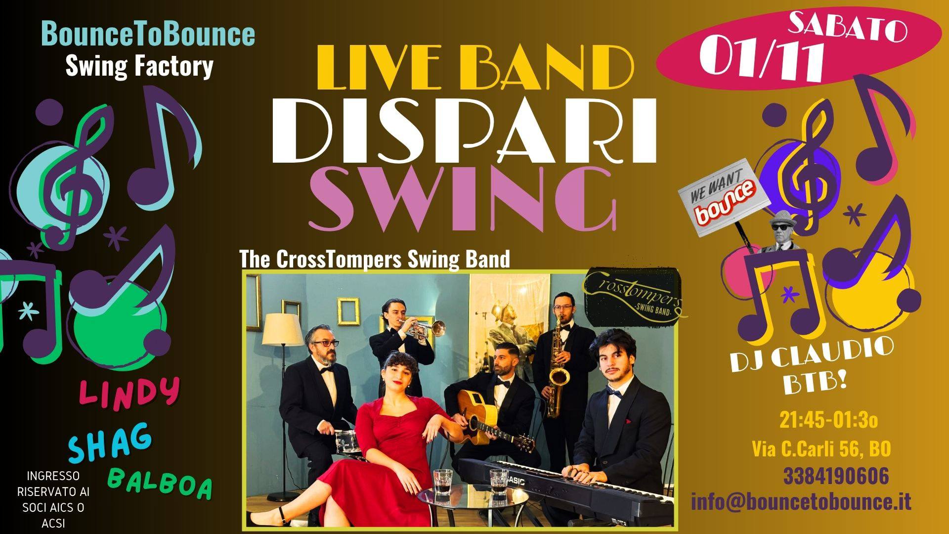 TheDiSPARi SWiNG NiGHT!- Live con The CROSSTOMPERS Swing Band!- Dj Claudio BtB!
