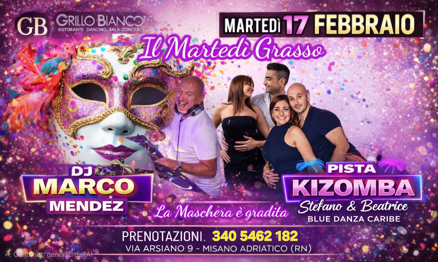 Martedรฌ 17 Febbraio_Martedรญ Grasso Latino & Kizombero_Grillo Bianco 2 Misano Adriatico