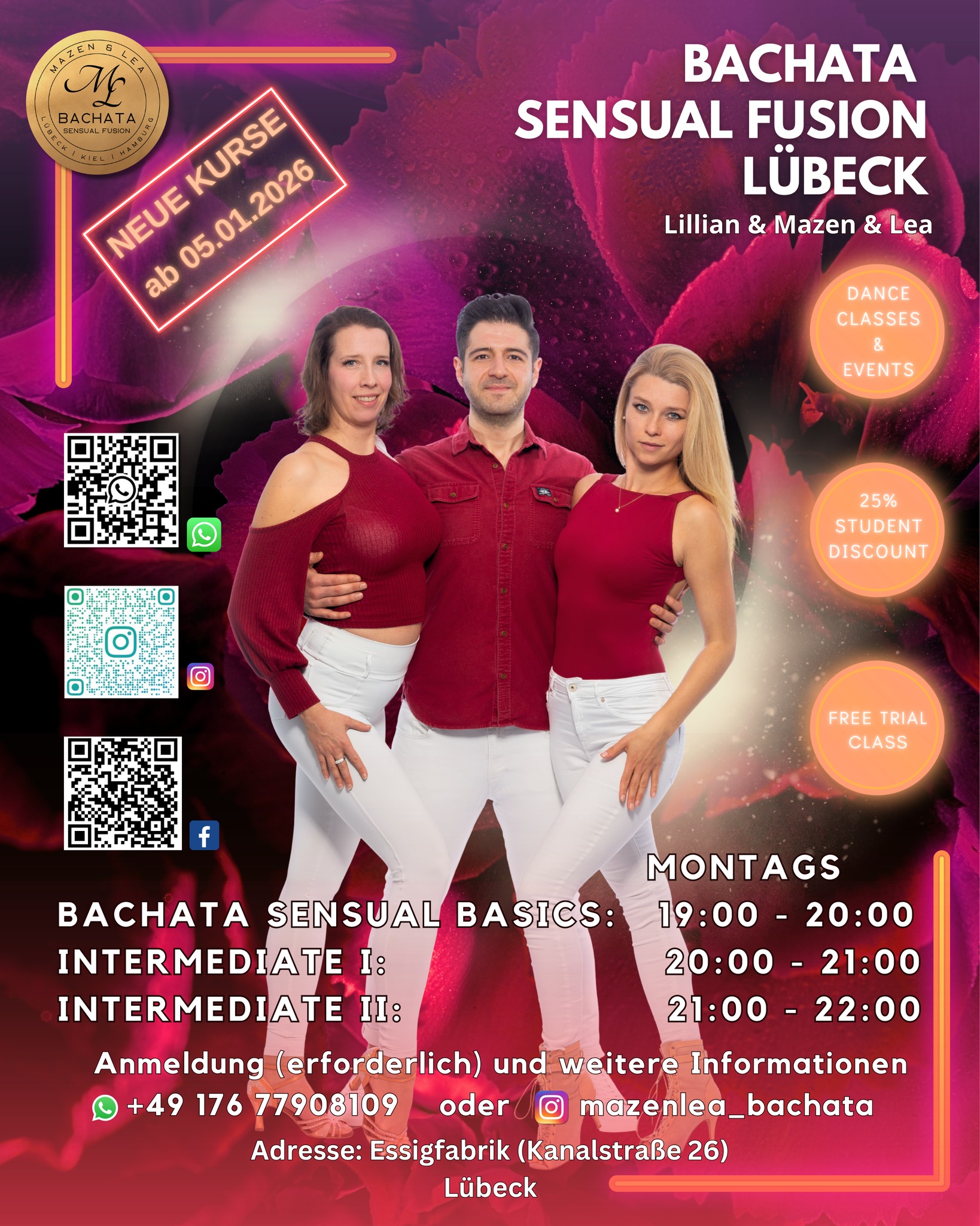 💫NEUE BACHATA TANZKURSE (Sensual Fusion) in LÜBECK by MAZEN & LEA ab 05.01.26💫