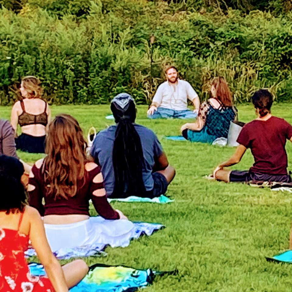 Sunset Yoga at the Farm with One Lotus Pond & Two Peacocks