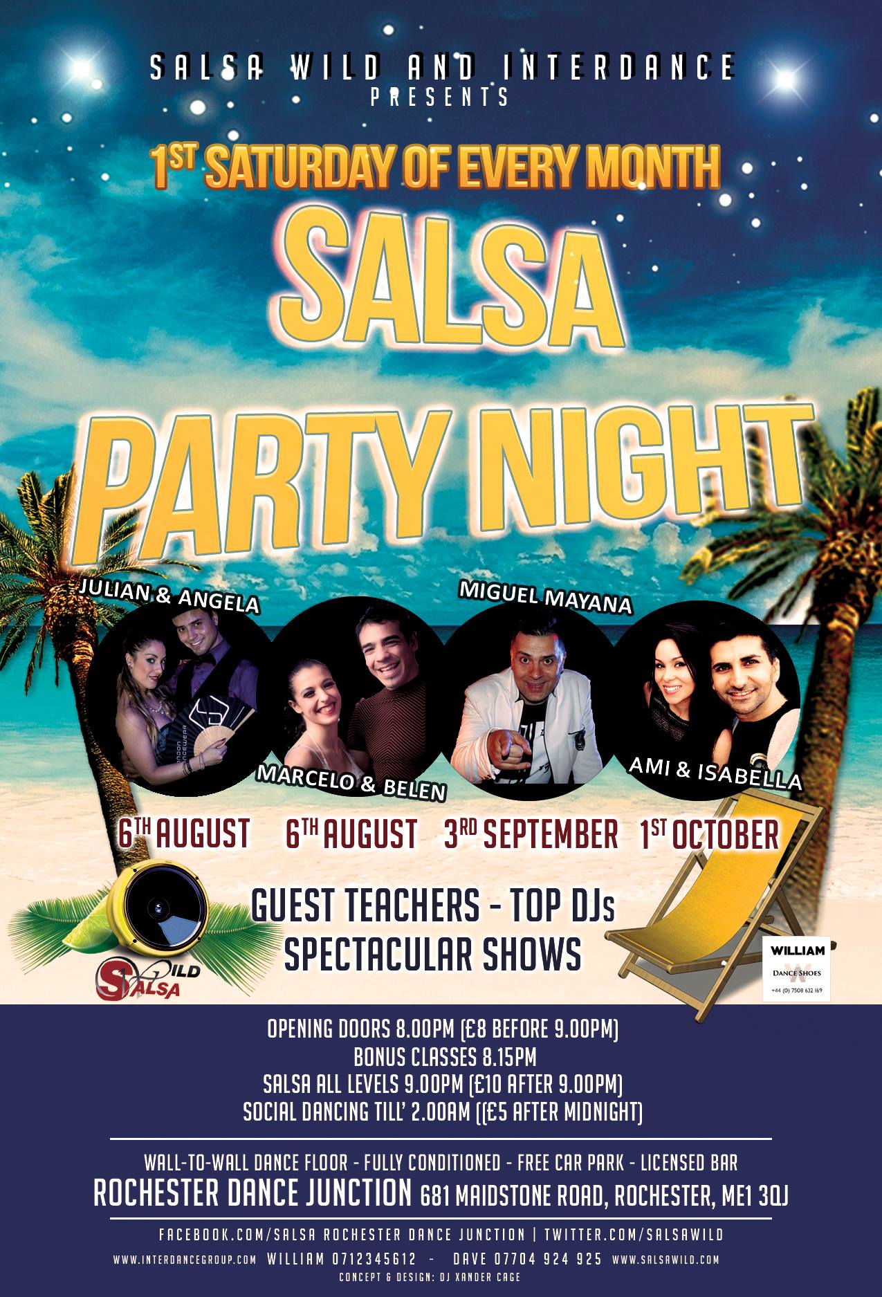 Saturday Night Salsa in Kent September 3rd Guest teachers Miguel Mayana and Leon Williams