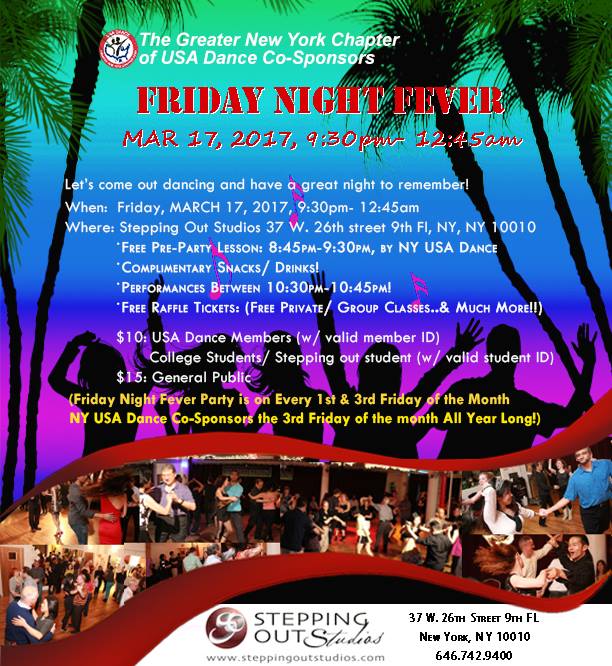Mar 17 Friday Night Fever + USA Dance Mixed Ballroom Party