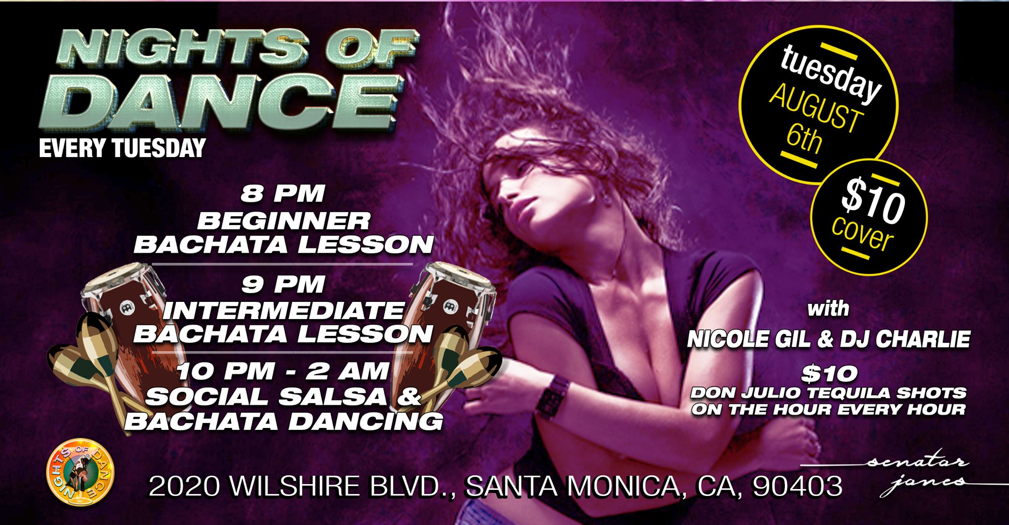 Salsa & Bachata at Sen Jones by Nights of Dance August 6th!