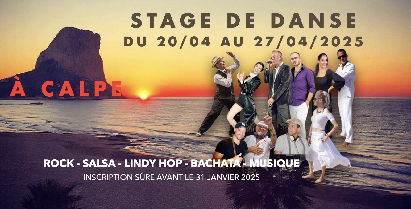 Stage Rock Salsa Lindy Hop Bachata Musique à Calpe (7 nuits)