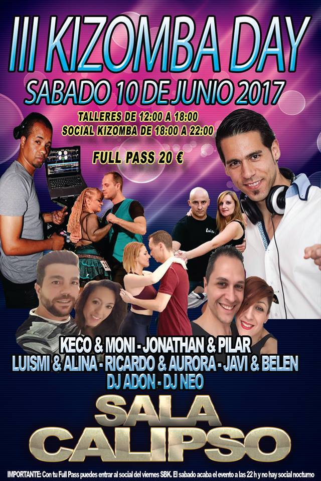 III Kizomba DAY Sábado 10 Junio 2017 - Sala Calipso