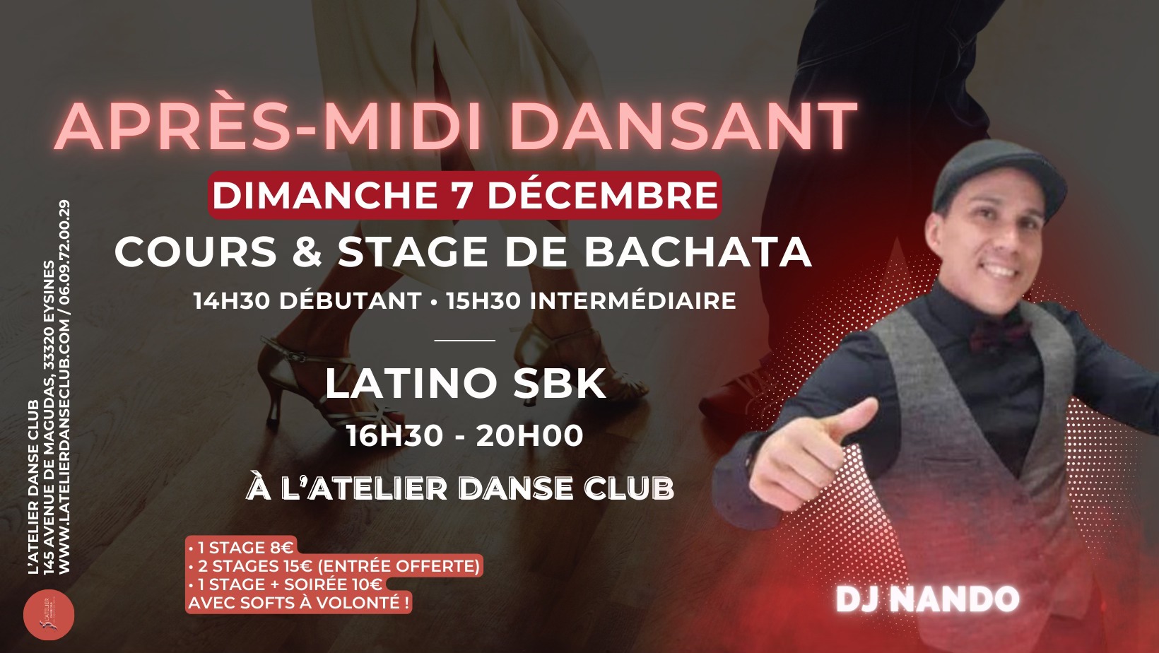 Après-midi dansant avec cours et stage de Bachata & Latino SBK