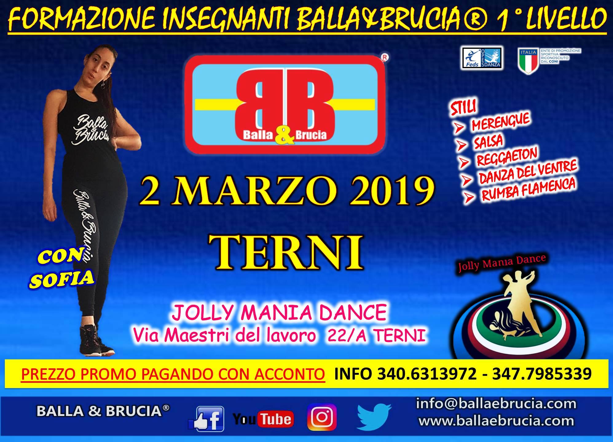 Terni 2 Marzo 2019 Formazione Balla&Brucia® liv 1 con Sofia