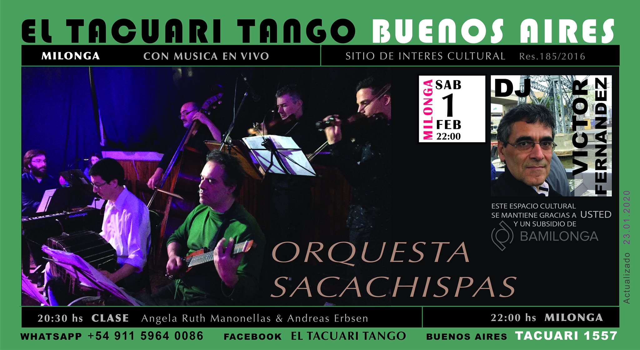 Sábado de milonga + Pequeña Orquesta Sacachispas en vivo