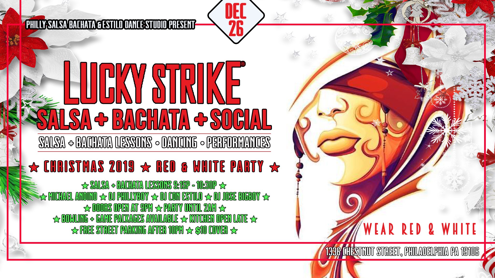 Lucky Strike Salsa Bachata Social - Christmas Red & White Party