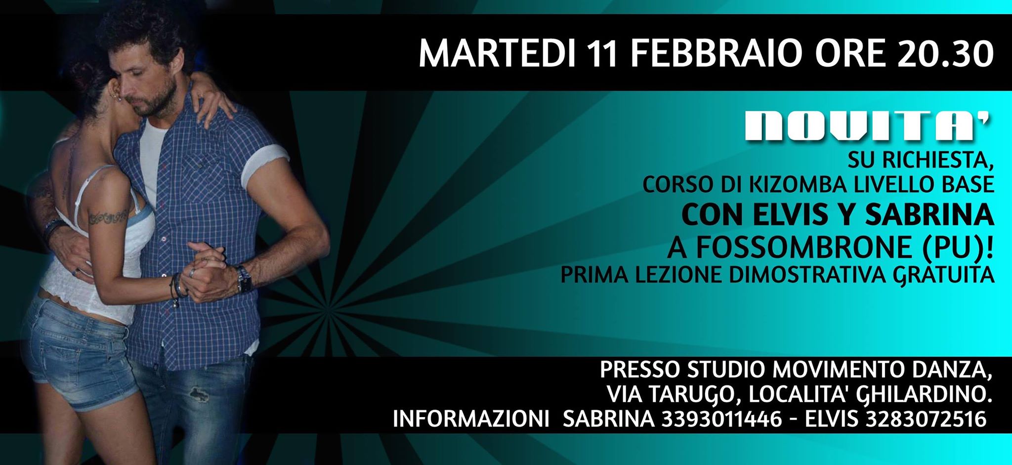 CORSO KIZOMBA PER PRINCIPIANTI A FOSSOMBRONE CON ELVIS Y SABRINA!