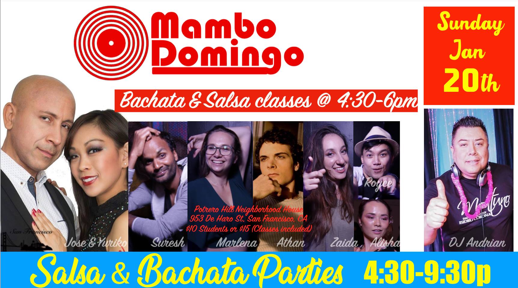 Mambo Domingo- Salsa & Bachata Sunday Jan 20th 2019