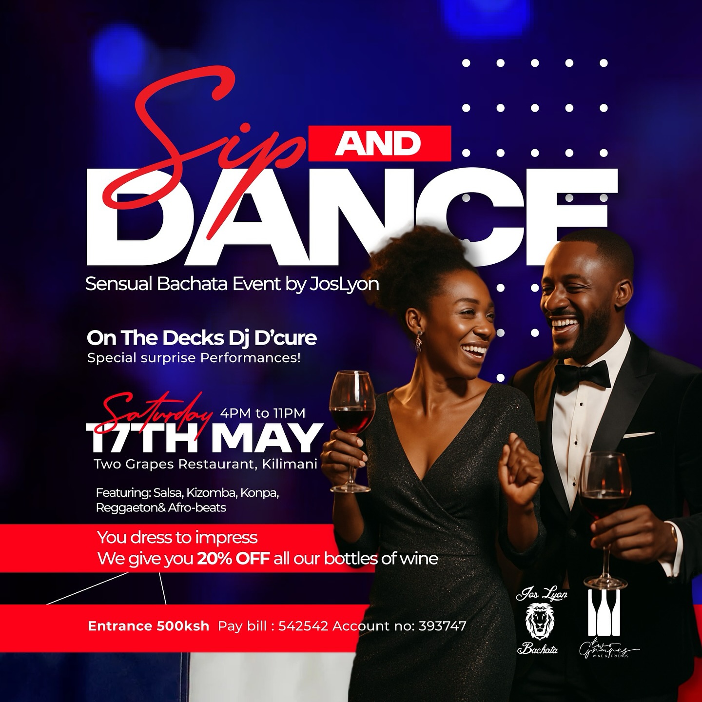 SIP & DANCE (Sensual Bachata Event) ft. Salsa Kizomba Konpa Afrobeats