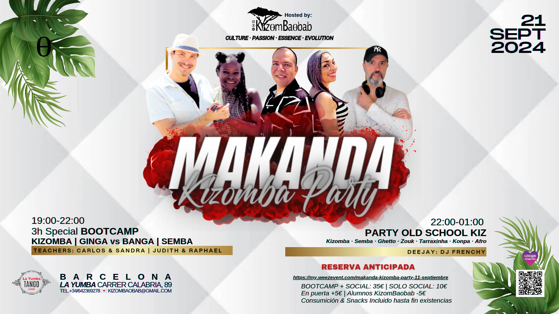 MAKANDA 3H BOOTCAMPS & KIZOMBA PARTY (MENSUAL) 21 SEPT 2024 BARCELONA by KizomBaobab