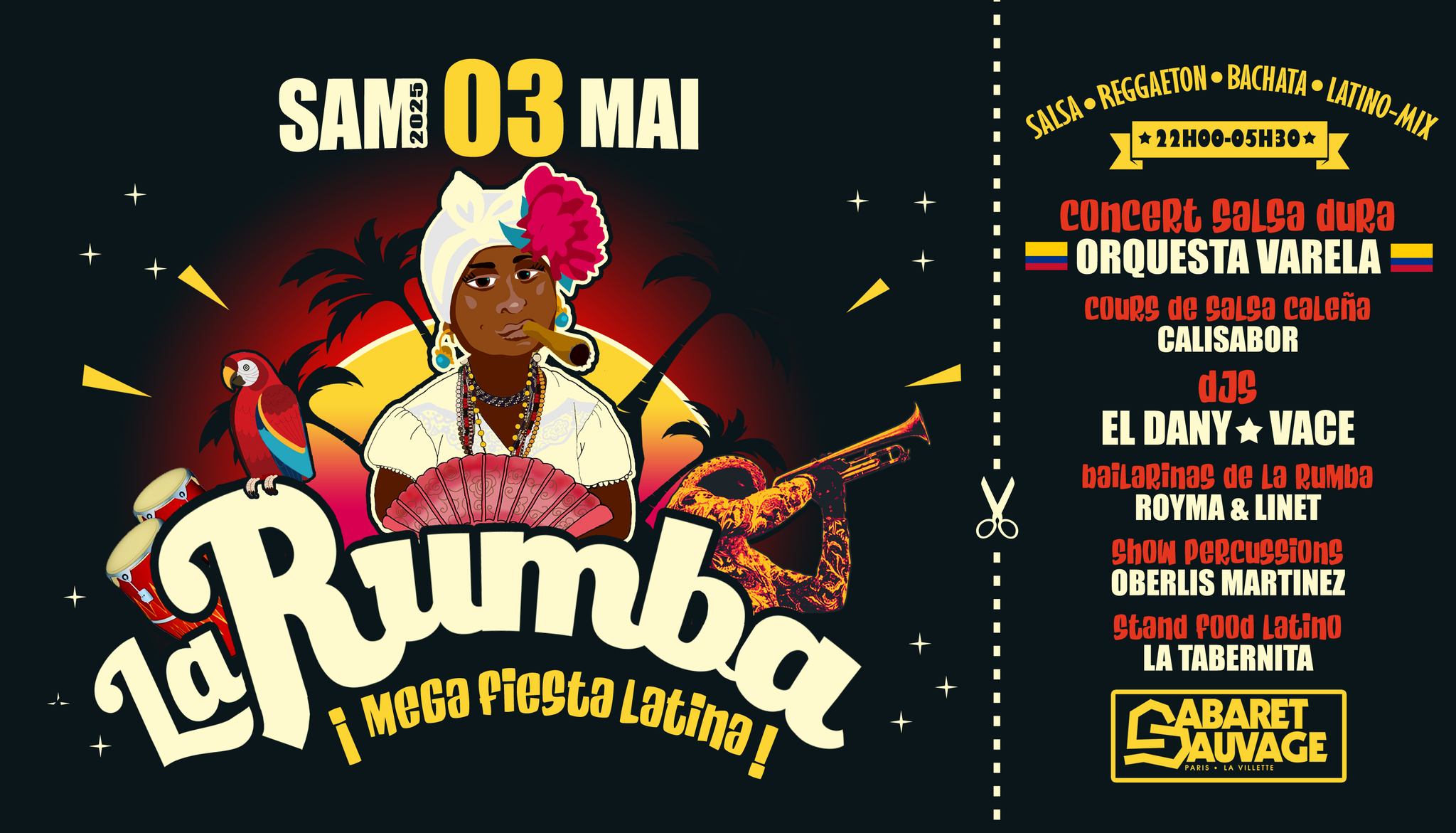🪇 La Rumba 🪇 au Cabaret Sauvage 🎪 Concert Salsa Orquesta Varela + Mega Fiesta Latina!