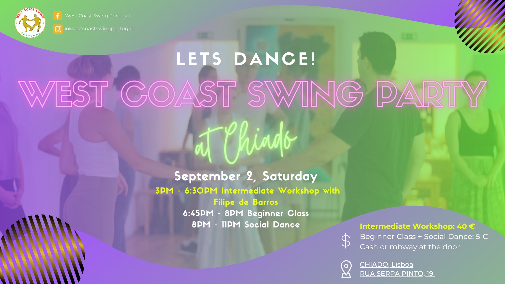 West Coast Swing Party at Chiado with Beginner Class and Intermediate Workshop